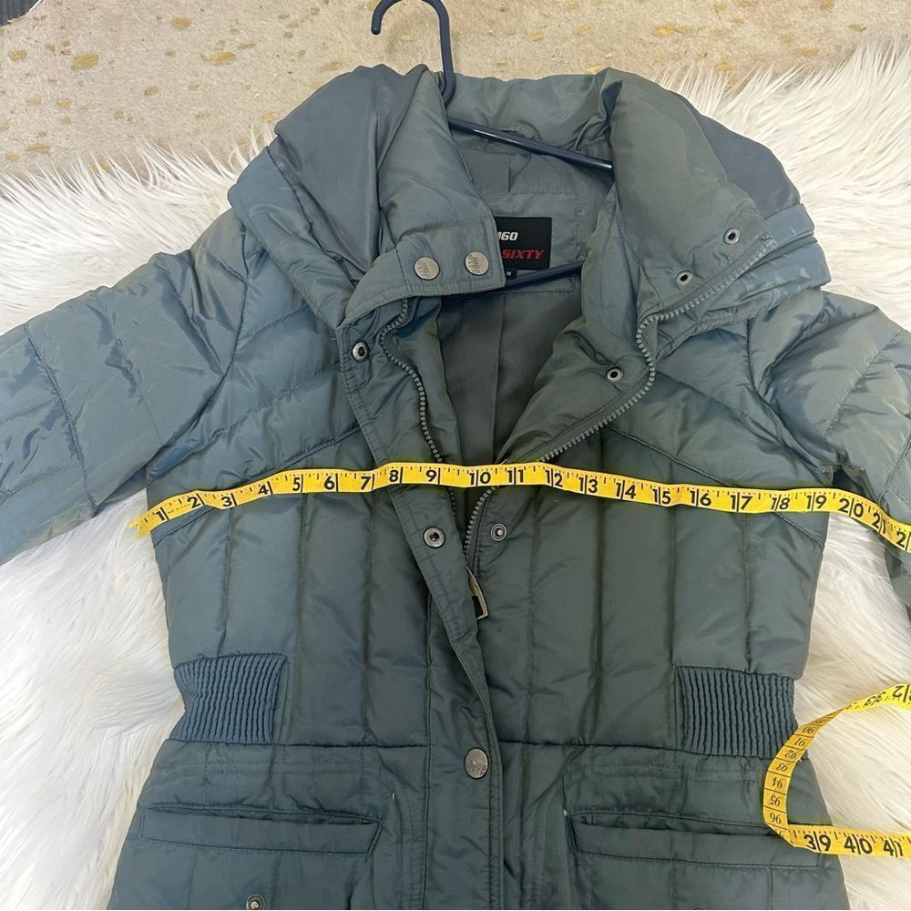 Miss Sixty metallic teal down parka hooded coat S - Picture 7 of 8